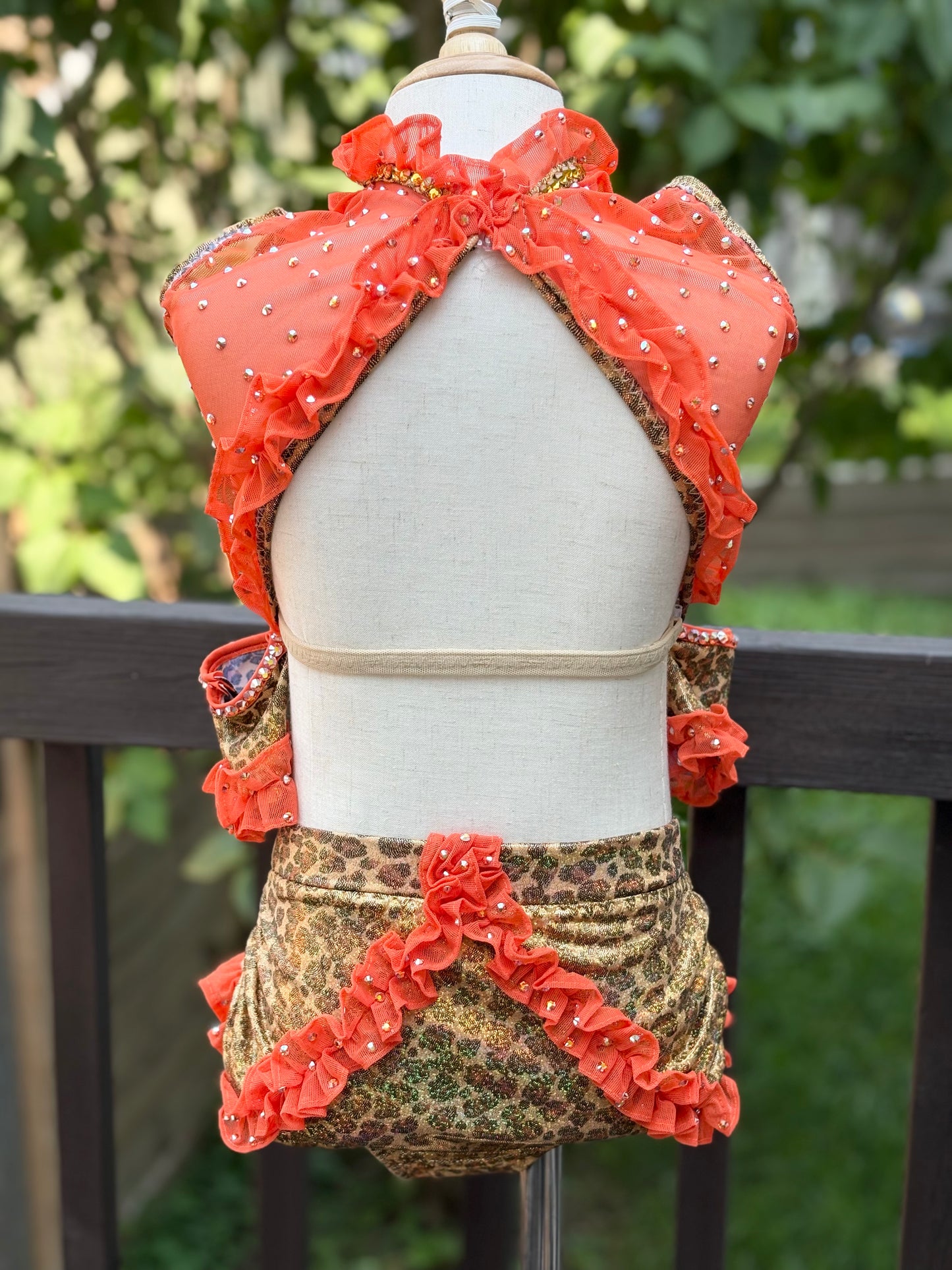 Orange Leopard Print Bespoke Costume (Pre-owned) Child M/L
