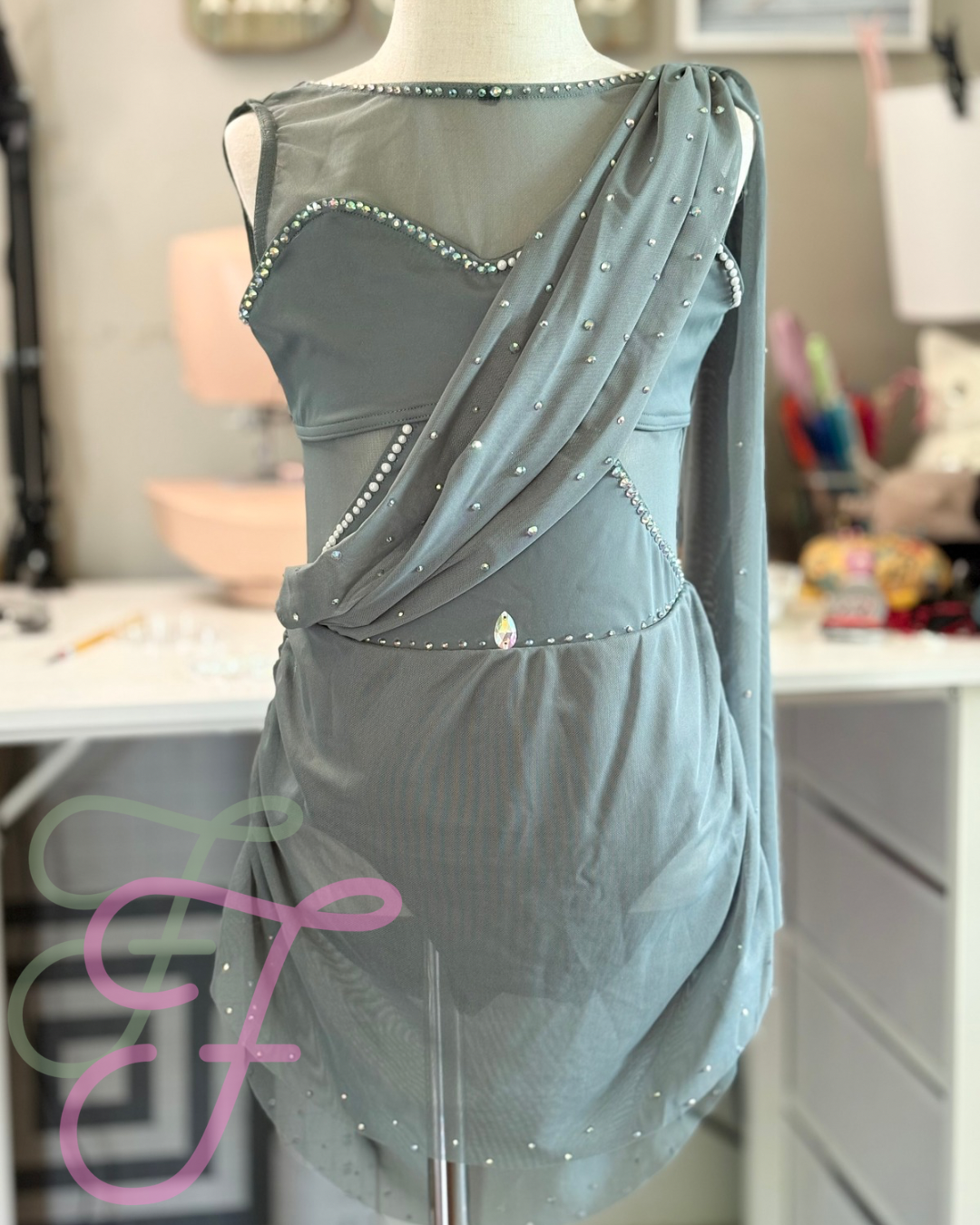 Sage Green Lyrical Dance Costume Child 10/12