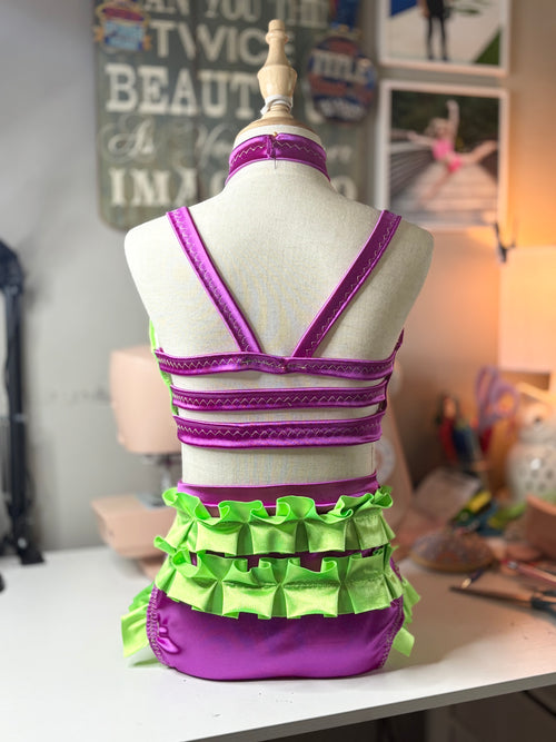 Ready to Ship!  Purple and Neon Green Jazz Costume Child Large