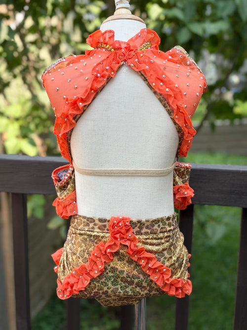 Orange Leopard Print Bespoke Costume (Pre-owned) Child M/L