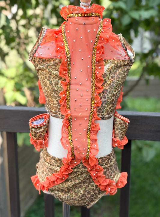 Orange Leopard Print Bespoke Costume (Pre-owned) Child M/L
