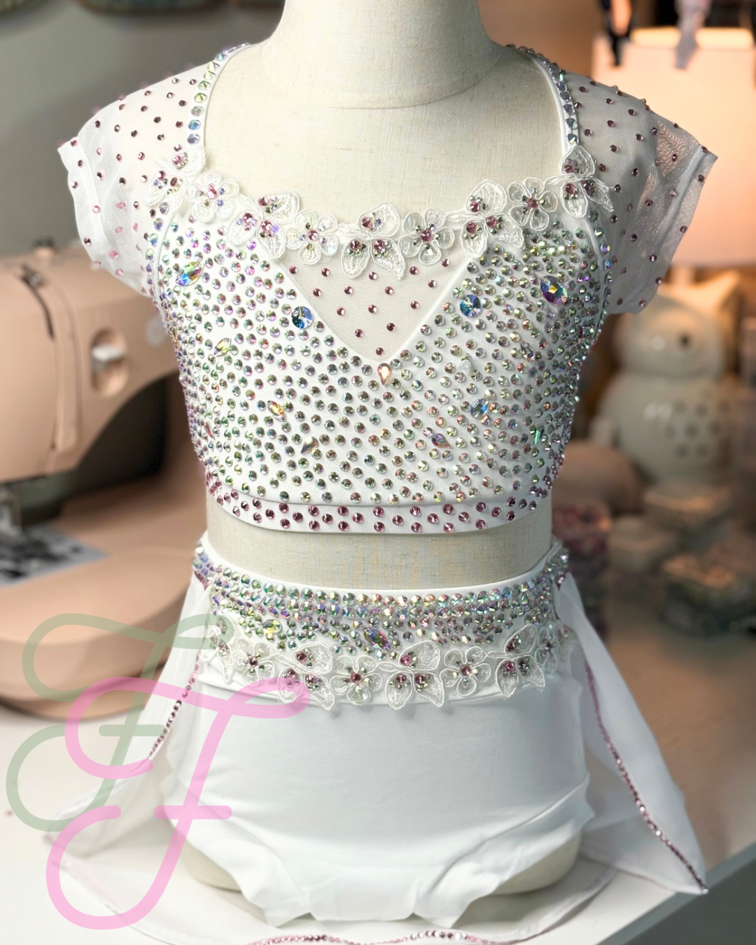 White and Pink Lyrical Dance Costume - Child 8/10 Bodywrappers Base