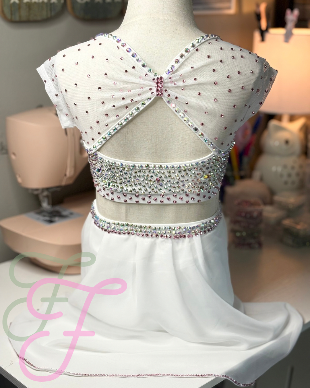 White and Pink Lyrical Dance Costume - Child 8/10 Bodywrappers Base