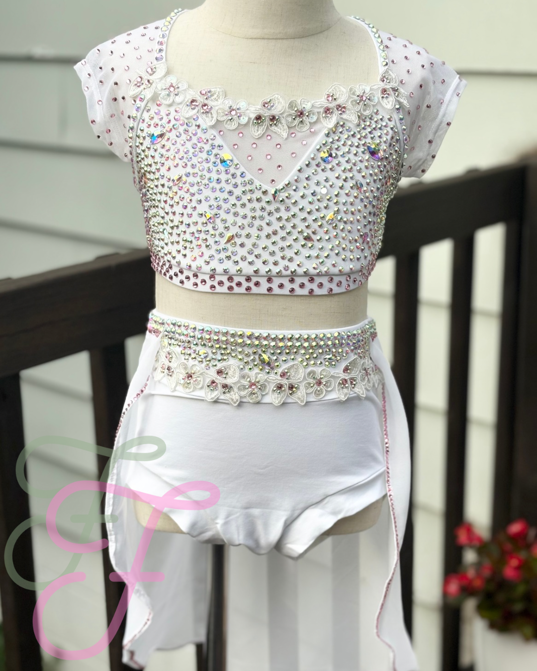 White and Pink Lyrical Dance Costume - Child 8/10 Bodywrappers Base