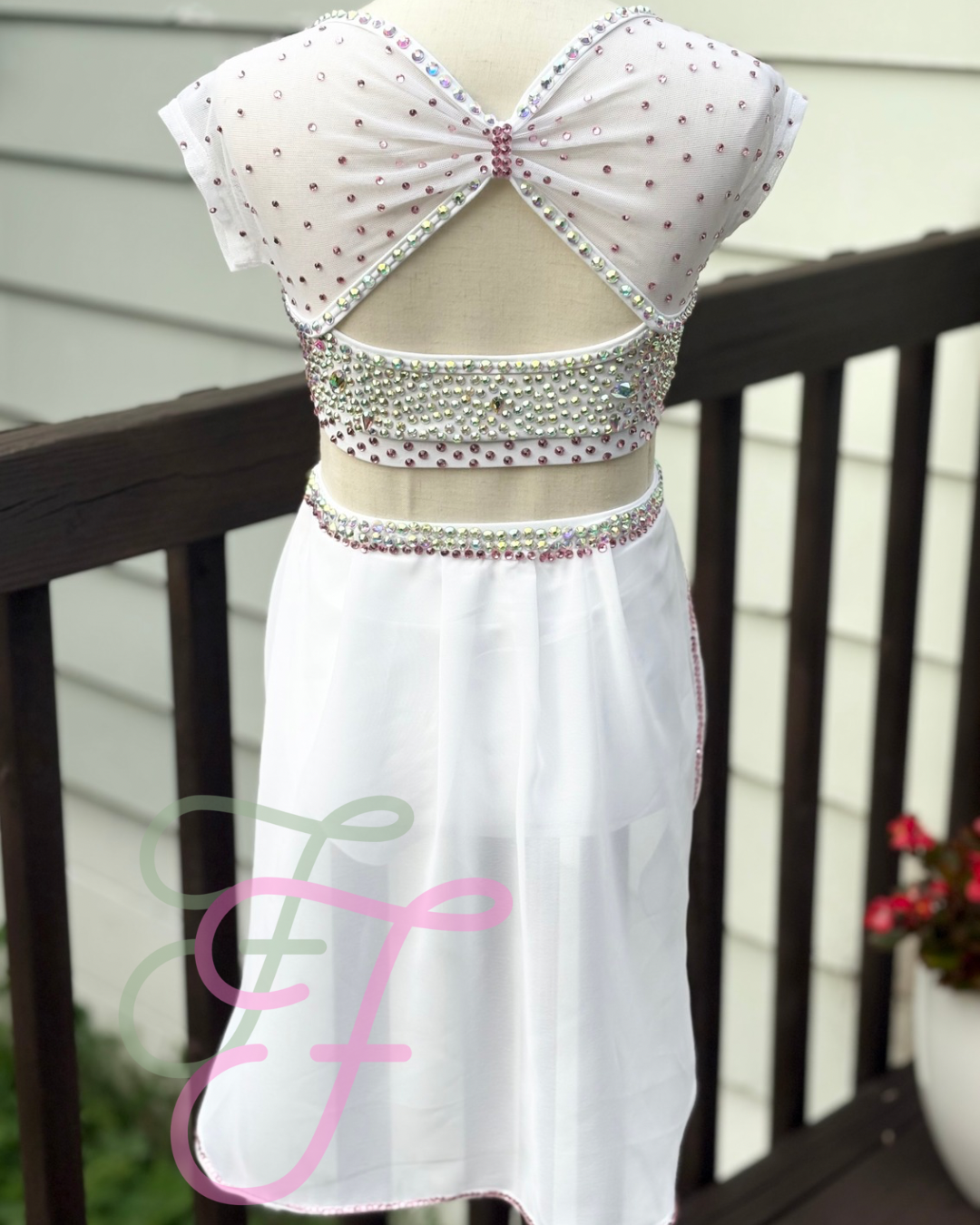 White and Pink Lyrical Dance Costume - Child 8/10 Bodywrappers Base