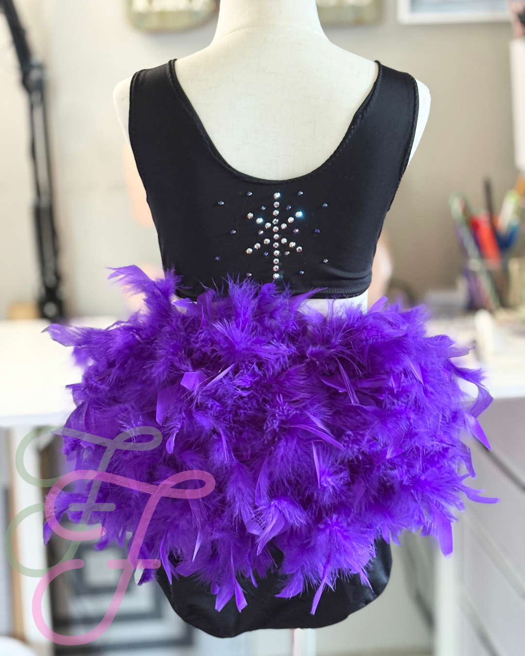 Purple and Black Feathered Jazz Costume CL