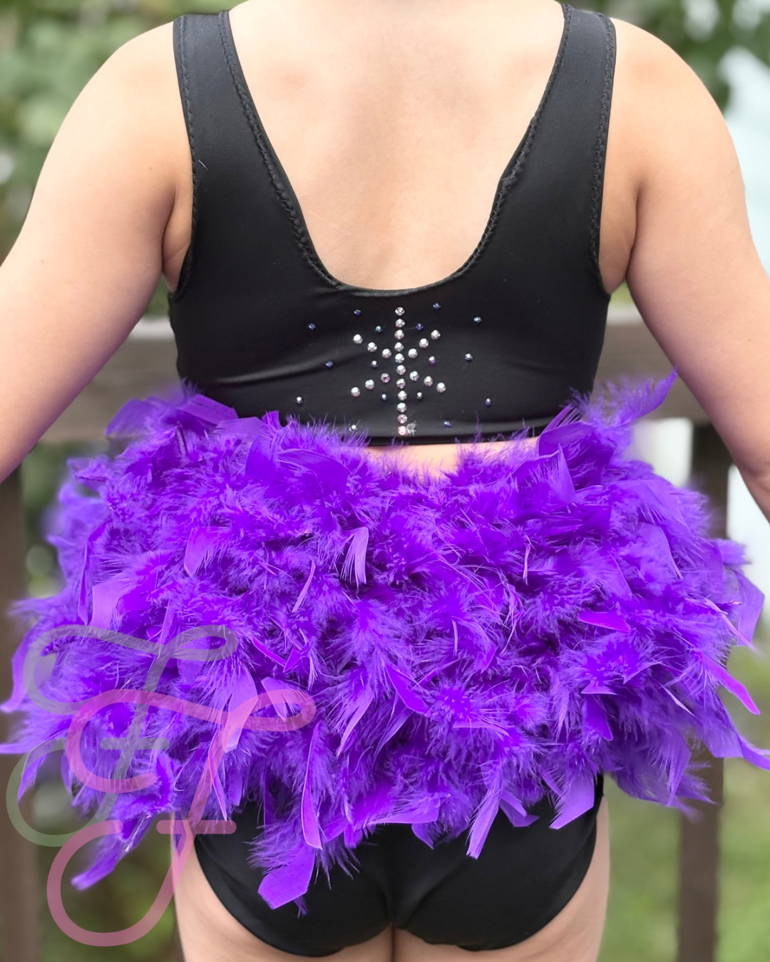Purple and Black Feathered Jazz Costume CL