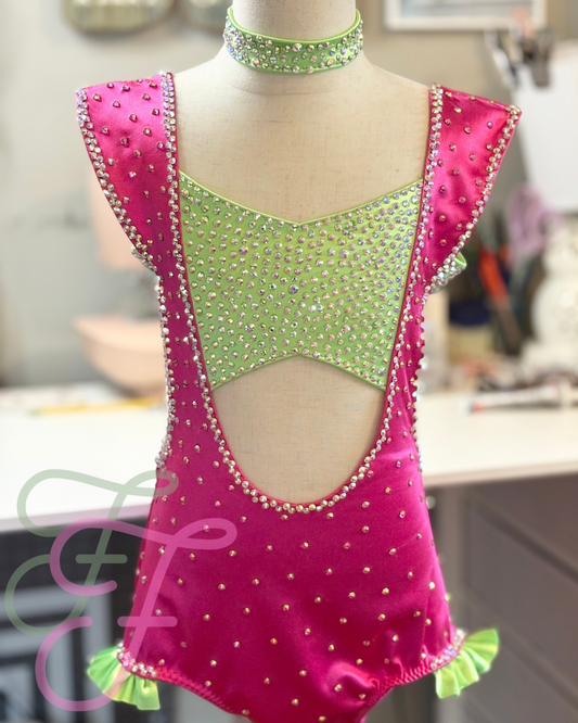 Hot Pink and Neon Green Jazz Costume Child M/L