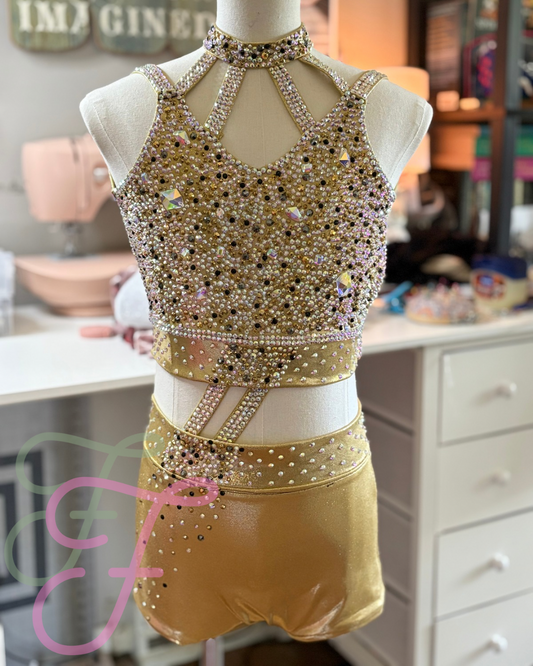 Gold Fully Custom Jazz/Acro/Contemporary Costume CXL / AXS