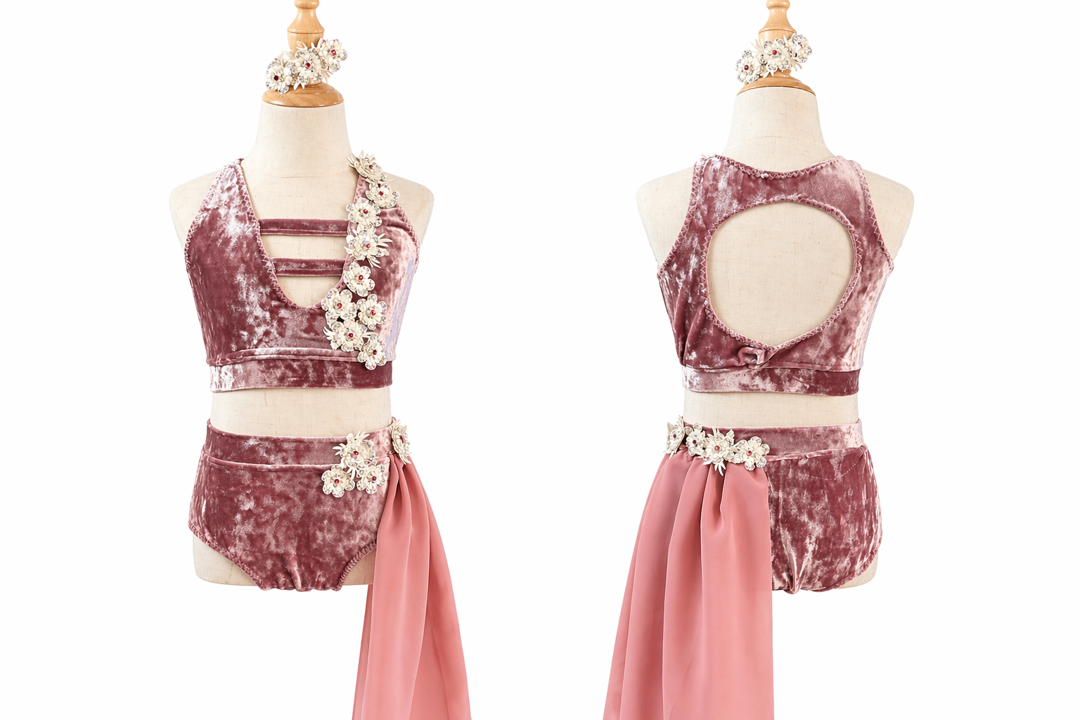 Ready to Ship!  Rose Velvet Lyrical Costume with Appliqués Child Medium