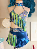 Ready to Ship!  Metallic Blue and Green fringed costume - Child Large/XL (10/12)